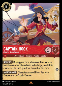Lorcana - **FOIL** Captain Hook, Think A Happy Thought **Foil Rare** In Hand