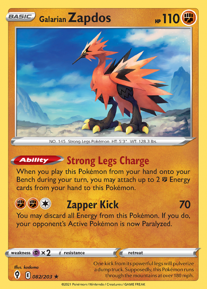 Pokémon Card Database - Chilling Reign - #174 Galarian Zapdos V