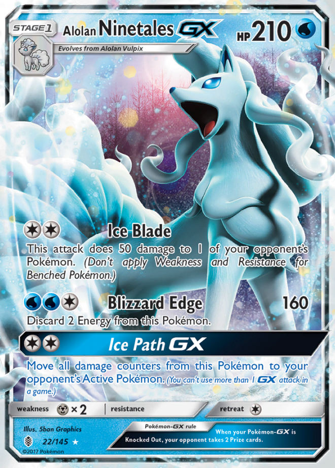 Alolan Ninetales GX - Guardians Rising - Rare Holo GX - Pokemon TCG ...