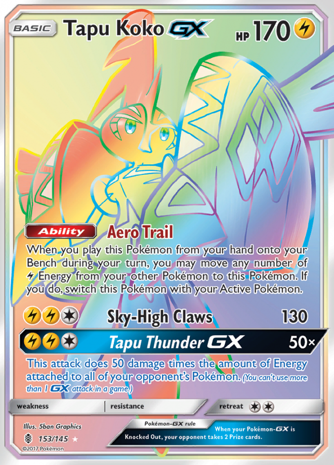 Tapu Koko GX - Guardians Rising - Rare Rainbow - Pokemon TCG - DigitalTQ