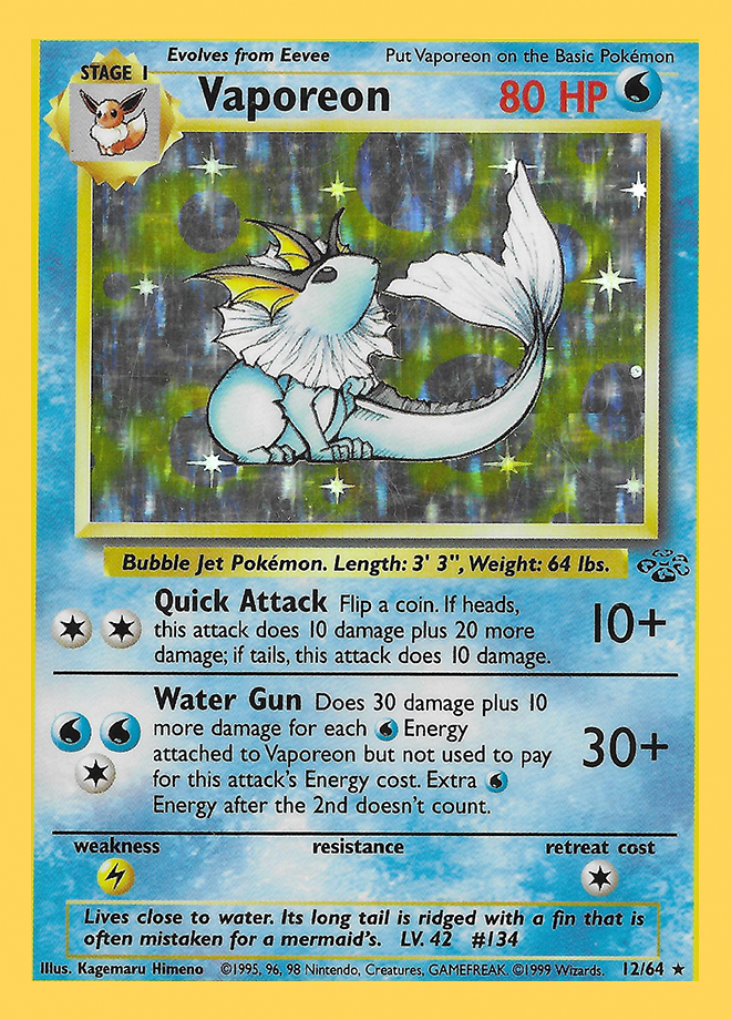 Vaporeon - Jungle Set - Rare Holo - Pokemon Tcg - Digitaltq