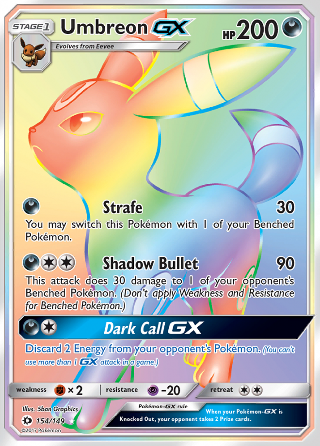 Umbreon GX - Sun & Moon - Rare Rainbow - Pokemon TCG - DigitalTQ