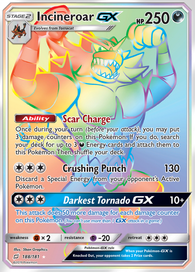 Incineroar Gx - Team Up - Rare Rainbow - Pokemon Tcg - Digitaltq