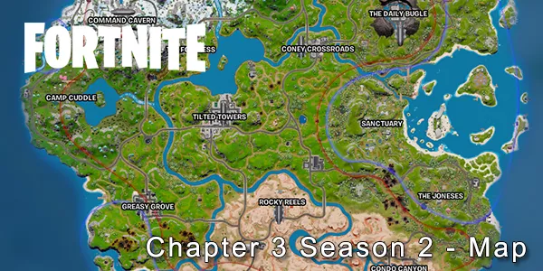 Fortnite Chapter 3 Saison 2 Carte - Tous les emplacements et pois