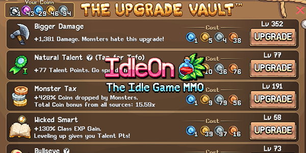 IdleOn New Update: The Vault Upgrade and new Spin-Off Game - Idlemancer